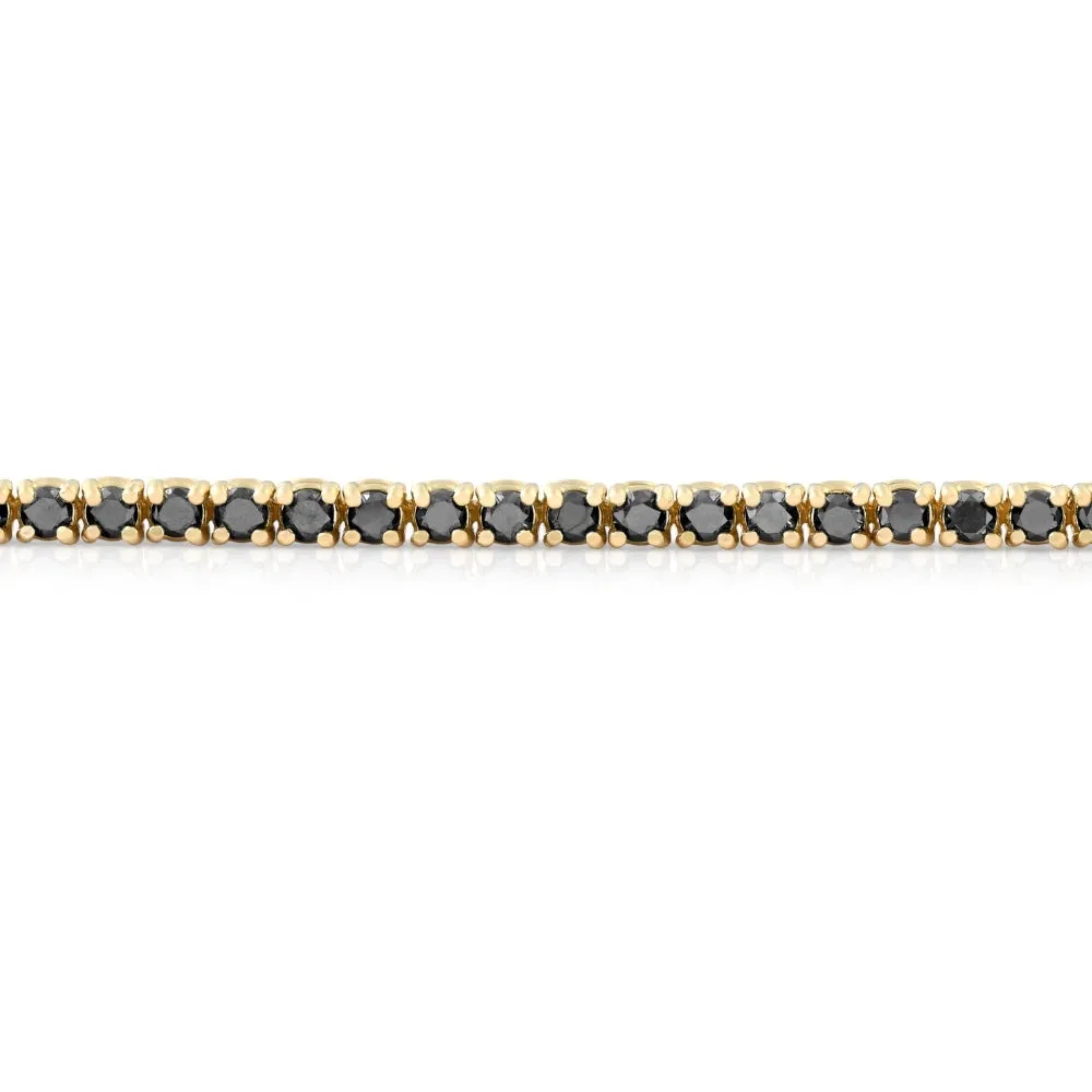 1 3/4 Ct TW Black Diamond Tennis Bracelet 14k Yellow Gold 7"