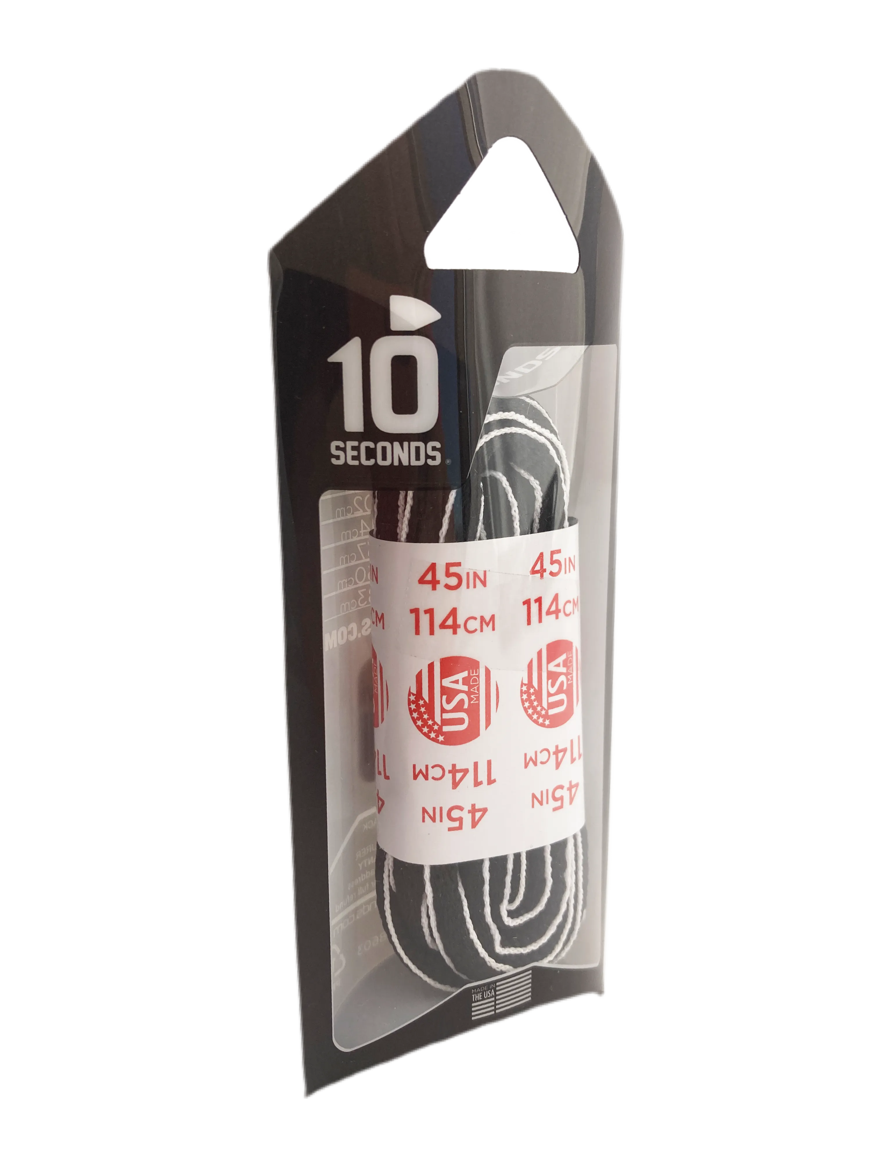 10 Seconds ® Athletic Oval Laces | Black/White Piping