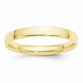 10k Yellow Gold 3mm Lightweight Comfort Fit Wedding Band Ring