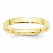 10k Yellow Gold 3mm Lightweight Comfort Fit Wedding Band Ring