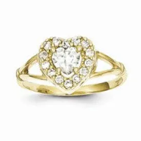 10k Yellow Gold CZ Heart Ring