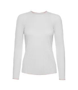 196052-100 | PLEATED L/S CREW | WHITE