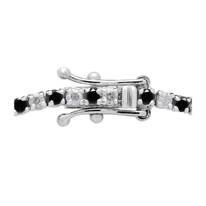 2ct Black & White Diamond Tennis Bracelet 14K White Gold 7"