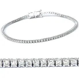 2ct Round Cut Real Diamond Tennis Bracelet 14K White Gold 7" Women's