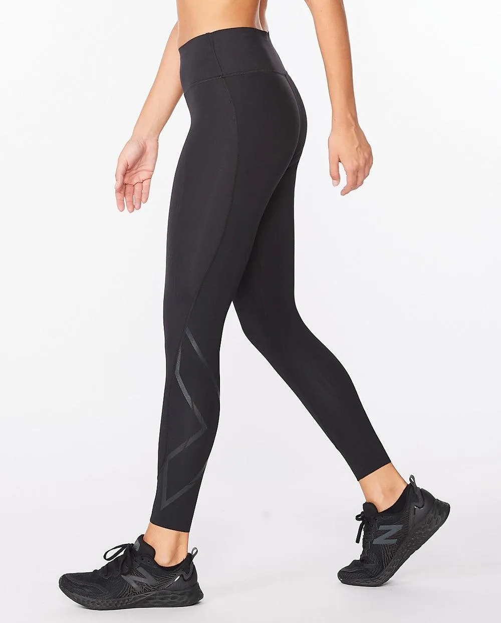 2XU Force Mid-Rise Womens Compression Tights (Black/Nero)