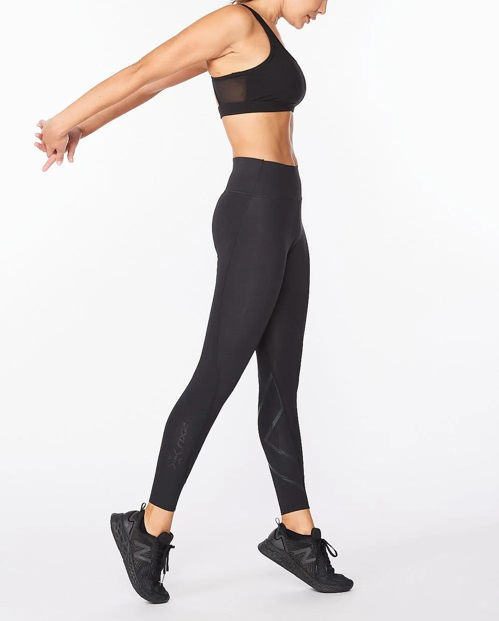 2XU Force Mid-Rise Womens Compression Tights (Black/Nero)