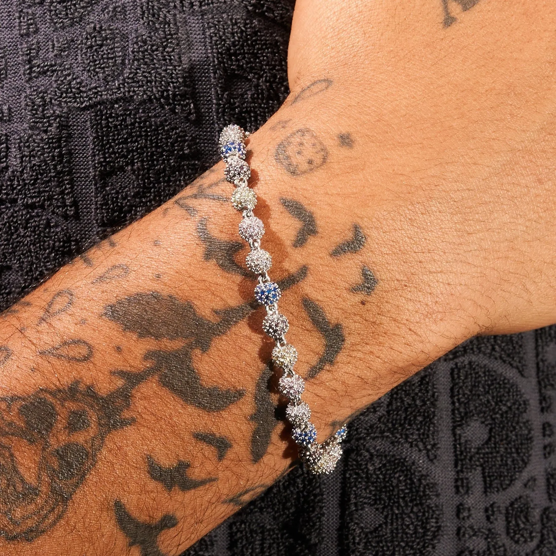 5mm ICED BALL BRACELET - WHITE GOLD