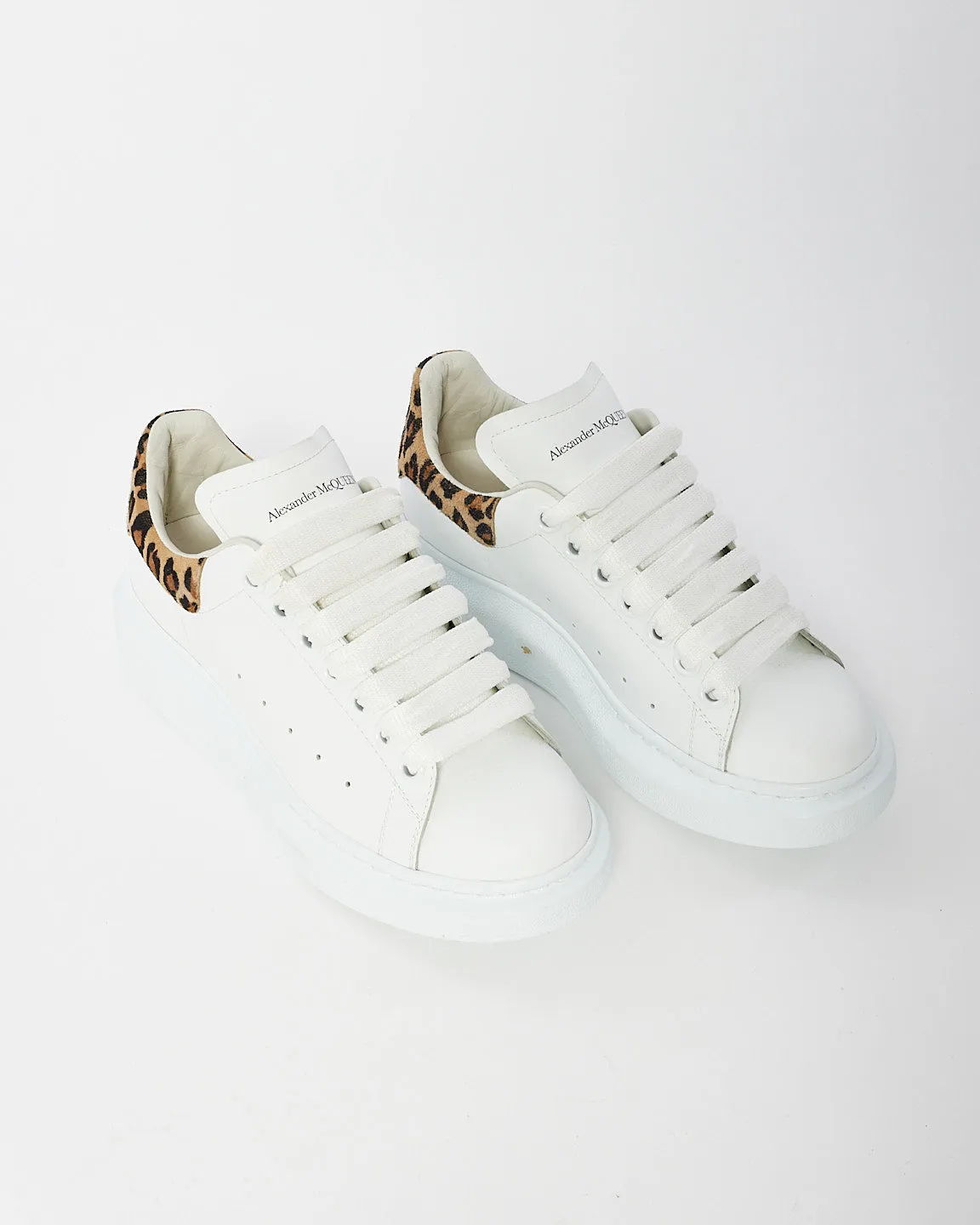 Alexander McQueen White & Leopard Oversized Sneaker - 36.5