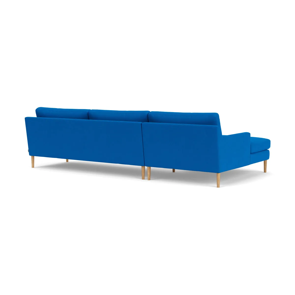 Astha Fabric Left Chaise Sofa (Oak, Cobalt Blue)