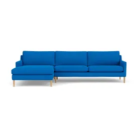 Astha Fabric Left Chaise Sofa (Oak, Cobalt Blue)