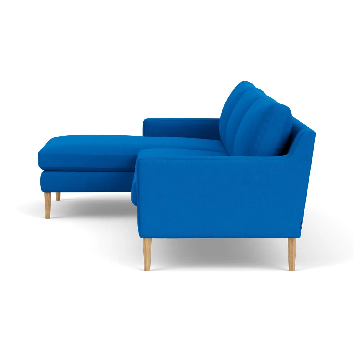 Astha Fabric Left Chaise Sofa (Oak, Cobalt Blue)