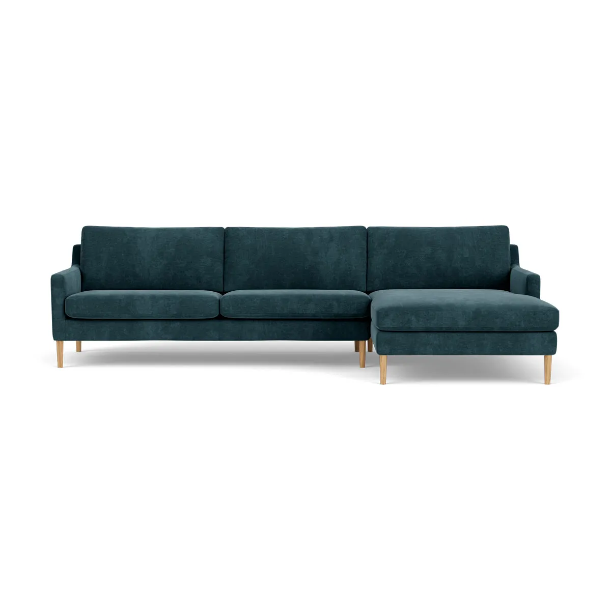 Astha Fabric Right Chaise Sofa (Oak, Dust Blue)