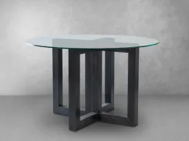 Atlas Glass Top Dining Table with Wood Base