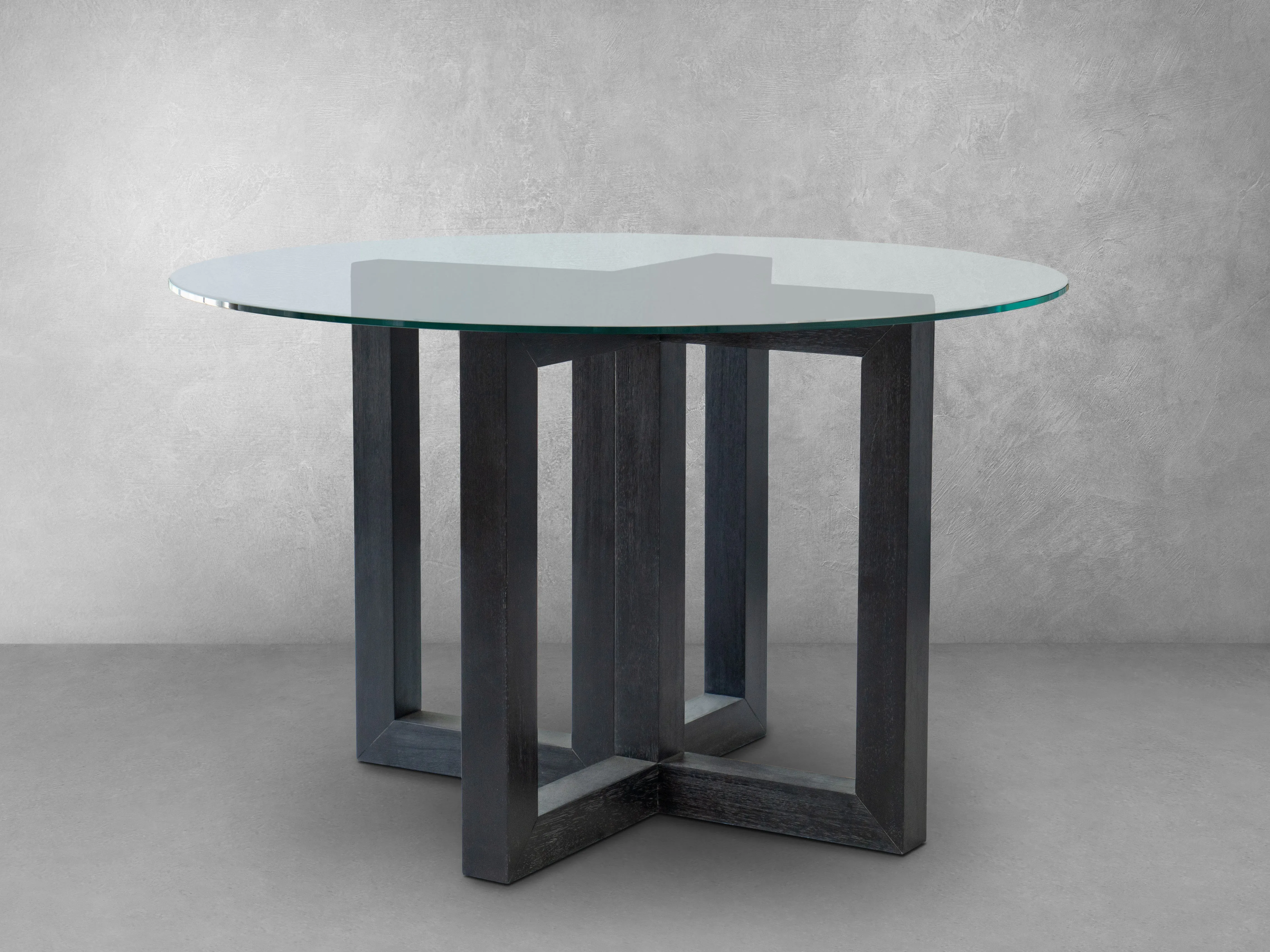 Atlas Glass Top Dining Table with Wood Base