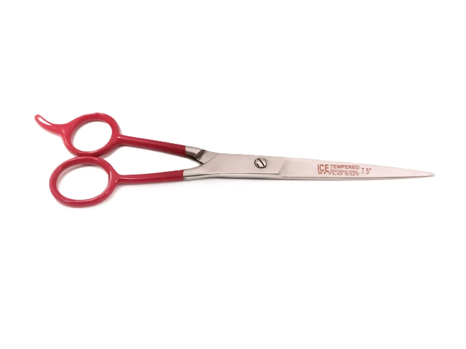 BARBER ICE TEMPERED STAINLESS STEEL STYLO CUT SHEARS/SCISSORS RED 7.5"