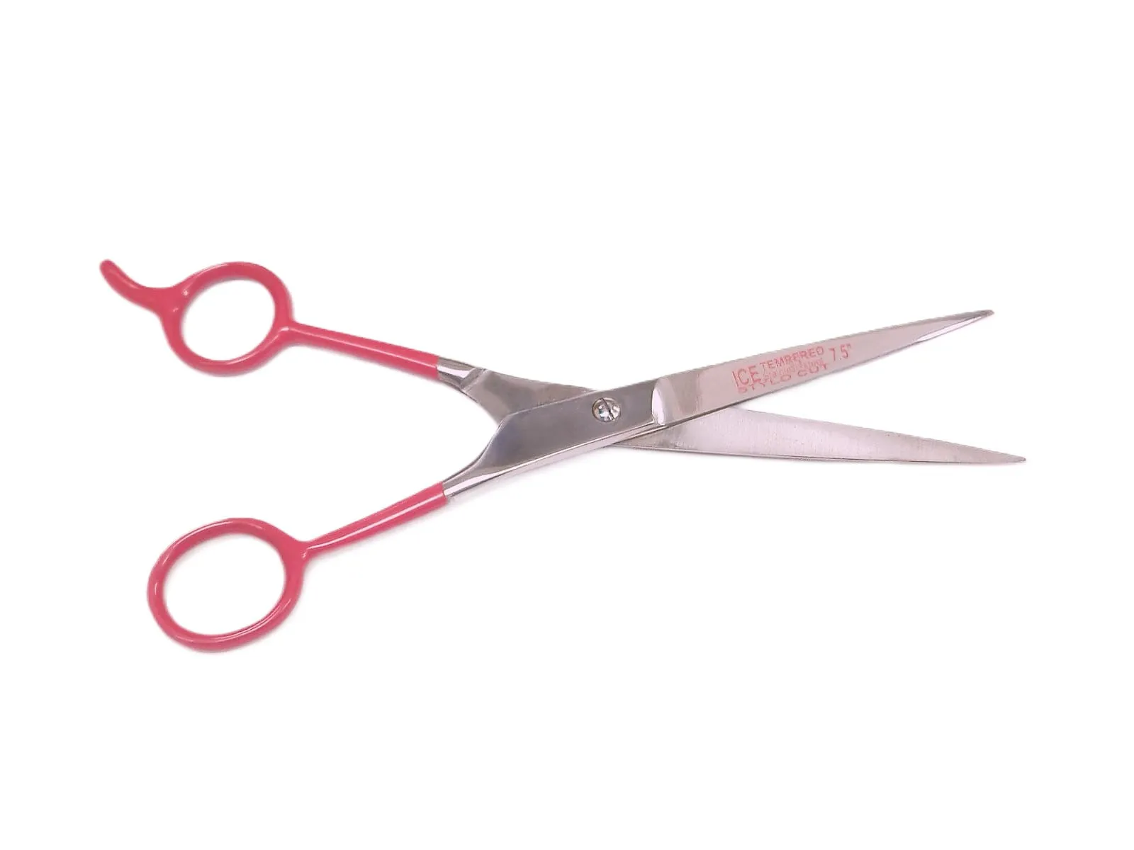 BARBER ICE TEMPERED STAINLESS STEEL STYLO CUT SHEARS/SCISSORS RED 7.5"