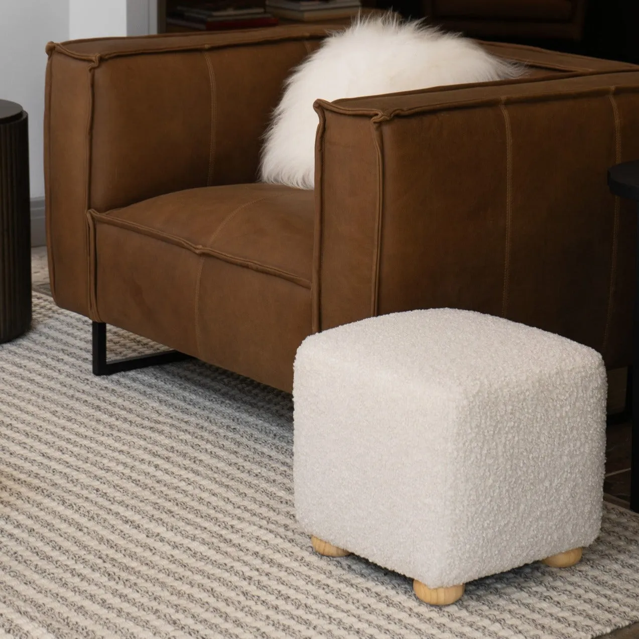 Bond Cream Sherpa Stool