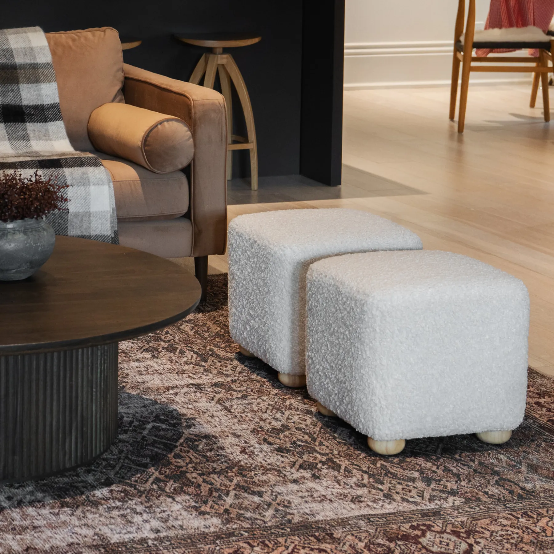 Bond Cream Sherpa Stool