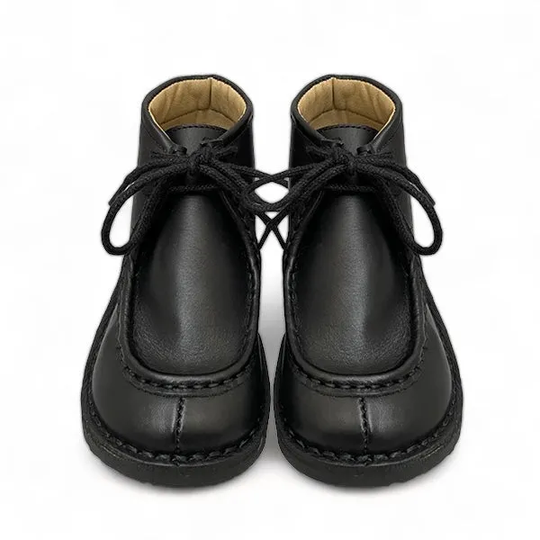 Boomer Kids Wallabee Boot Black Leather