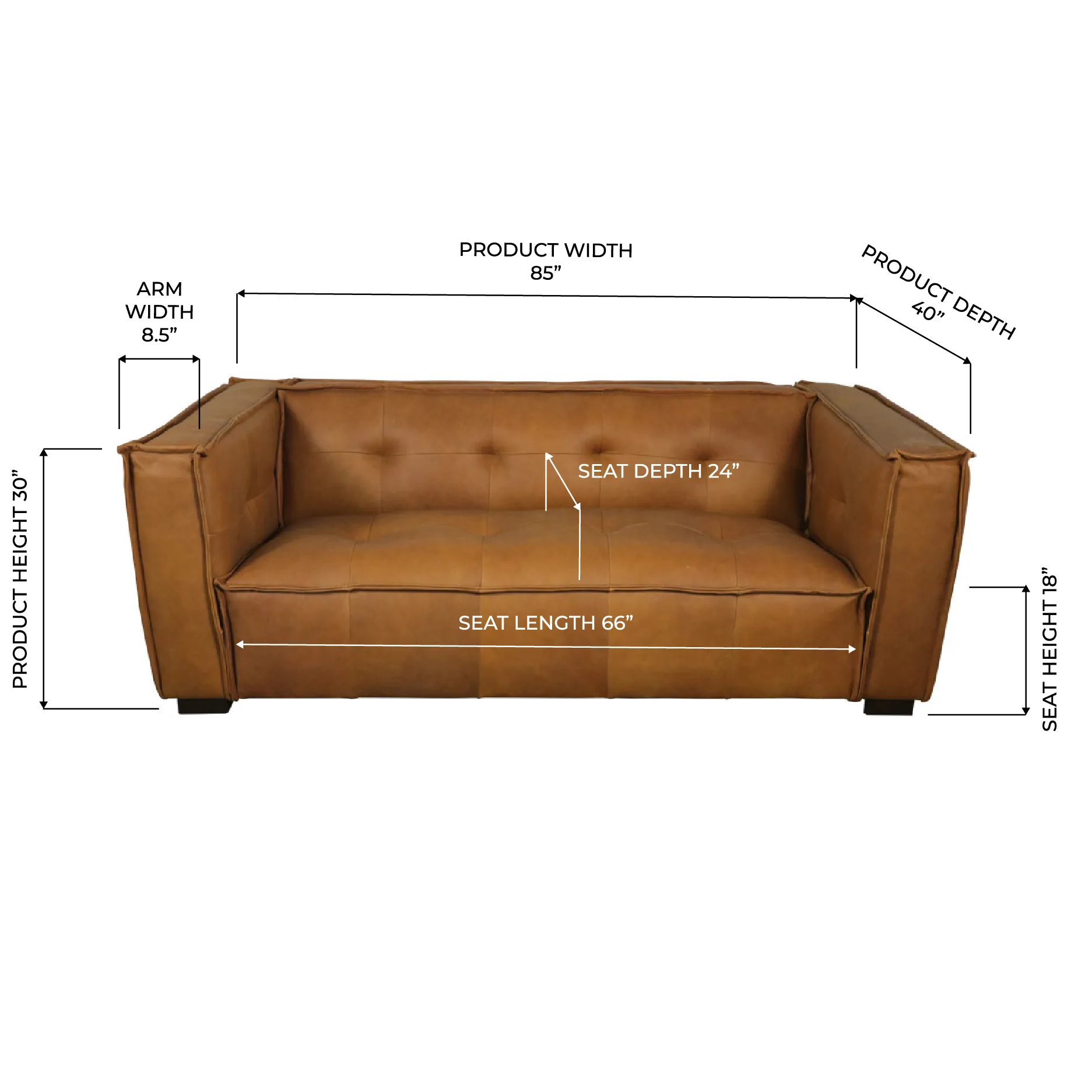 Brio Cognac Leather Sofa