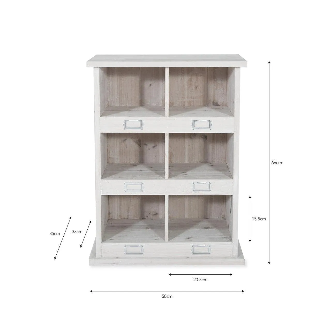 Chedworth 6 Shoe Locker in Whitewash - Spruce