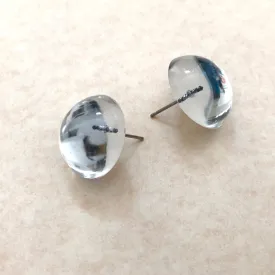 Clear Foil Back Retro Button Stud Earrings