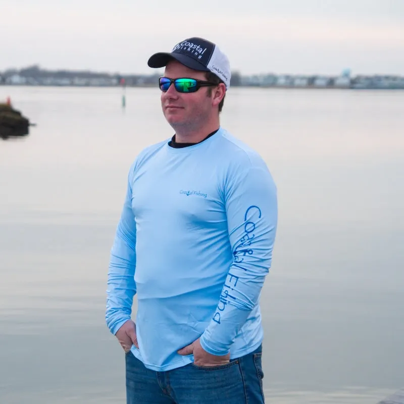 Coastal Blue Men's Long Sleeve QuickDry Fishing Shirt - Marlin Design