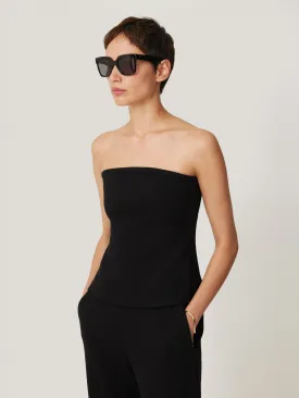 Crepe Ponte Jersey Strapless Top | Black