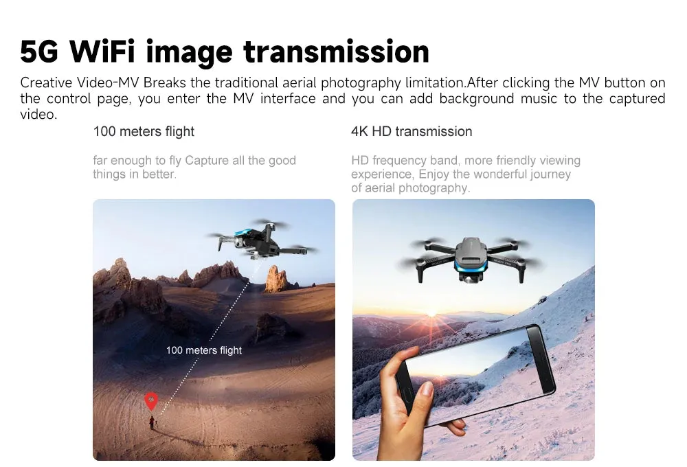 Foldable Quadcopter Mini Drone 4K  Three-sided Obstacle avoidance