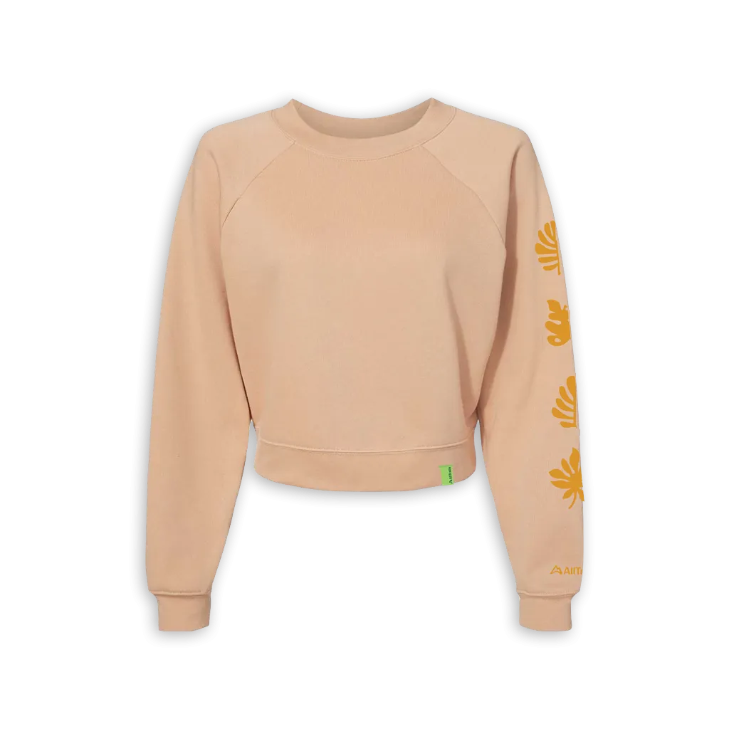 Foliage Women's Crop Sweatshirt - Sand Dune