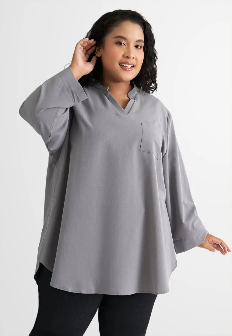 Genevieve Relax Minimalist Stand Collar Top