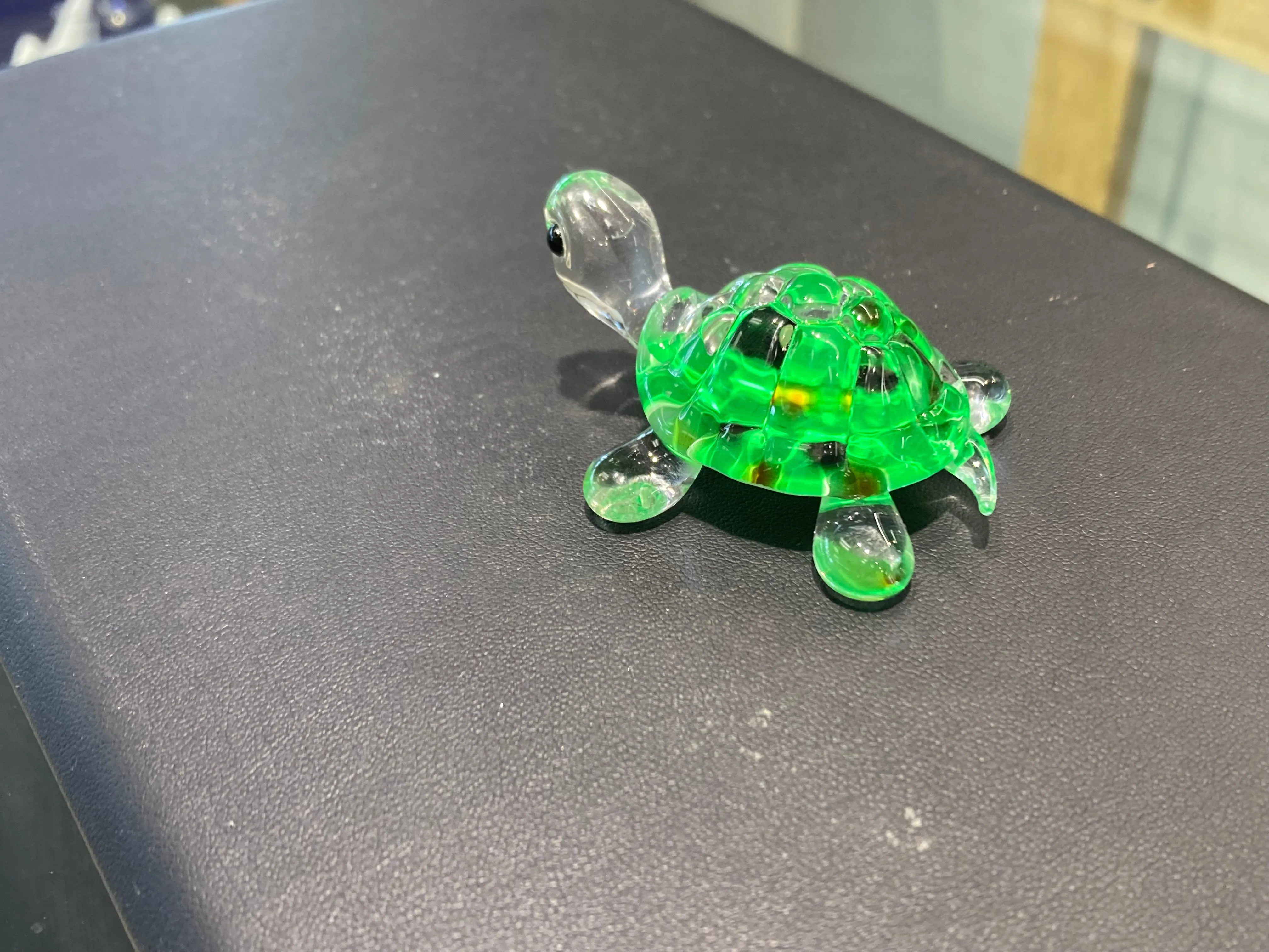 Green Turtle Glass Figurine