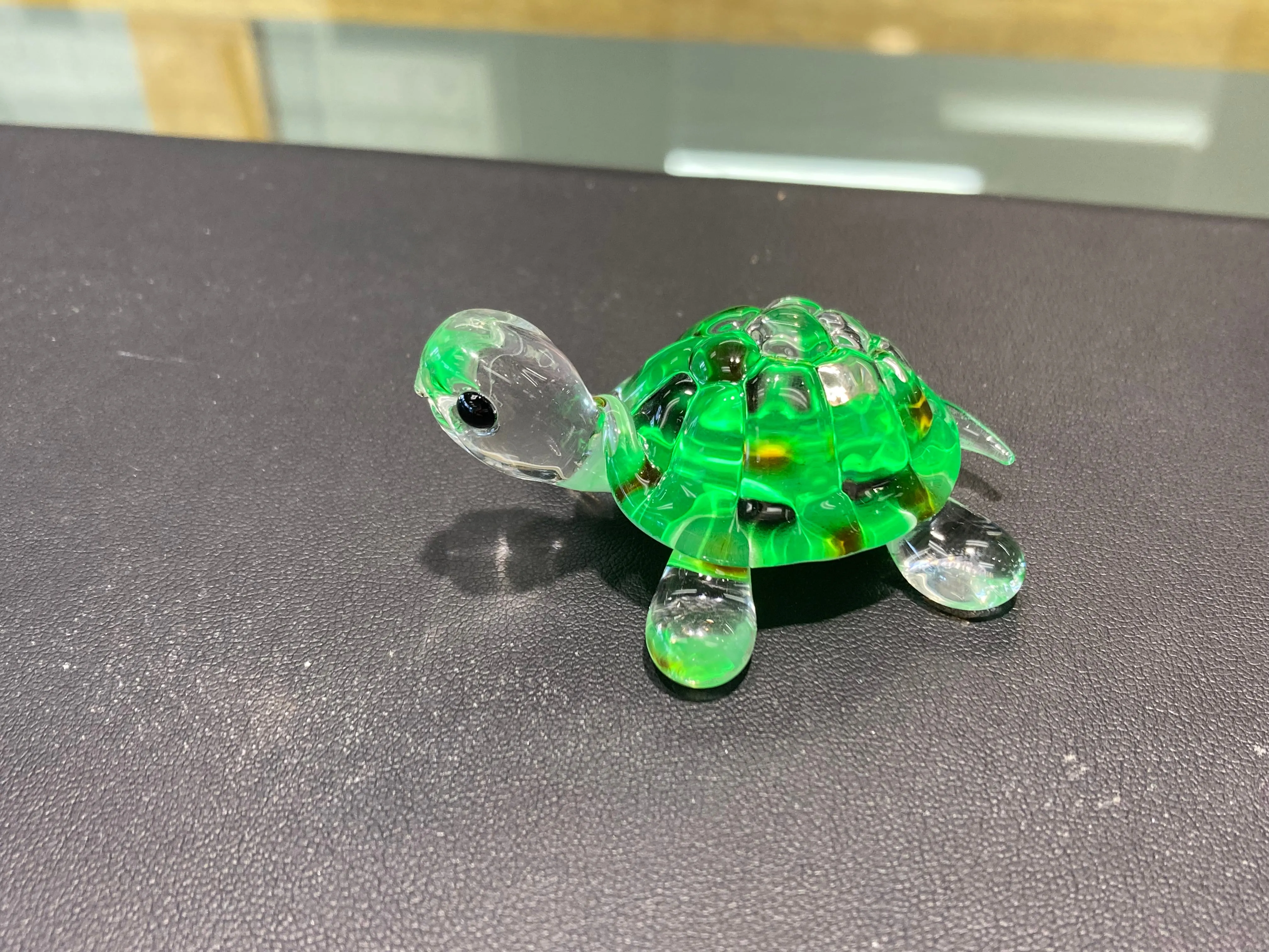 Green Turtle Glass Figurine