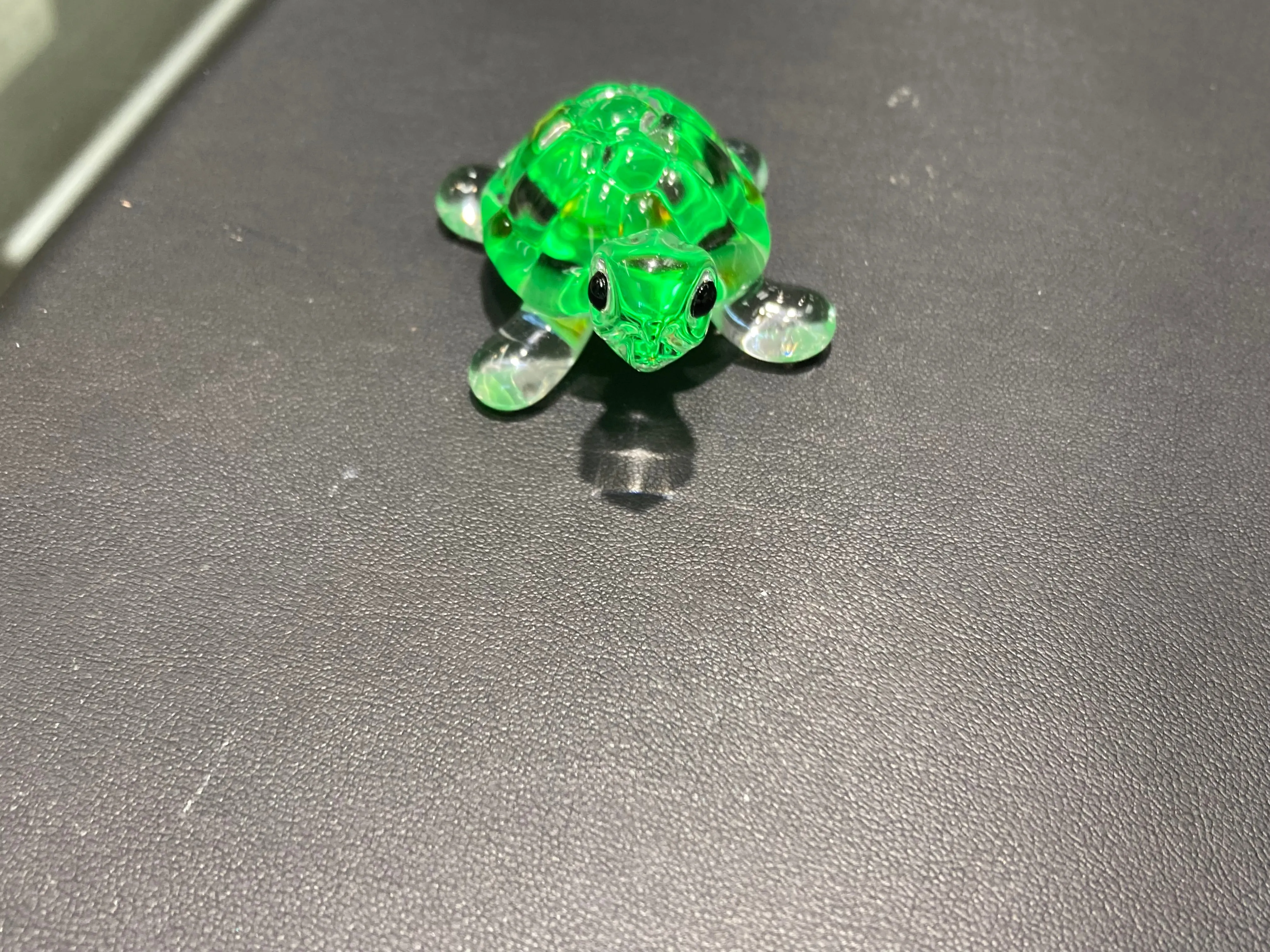 Green Turtle Glass Figurine