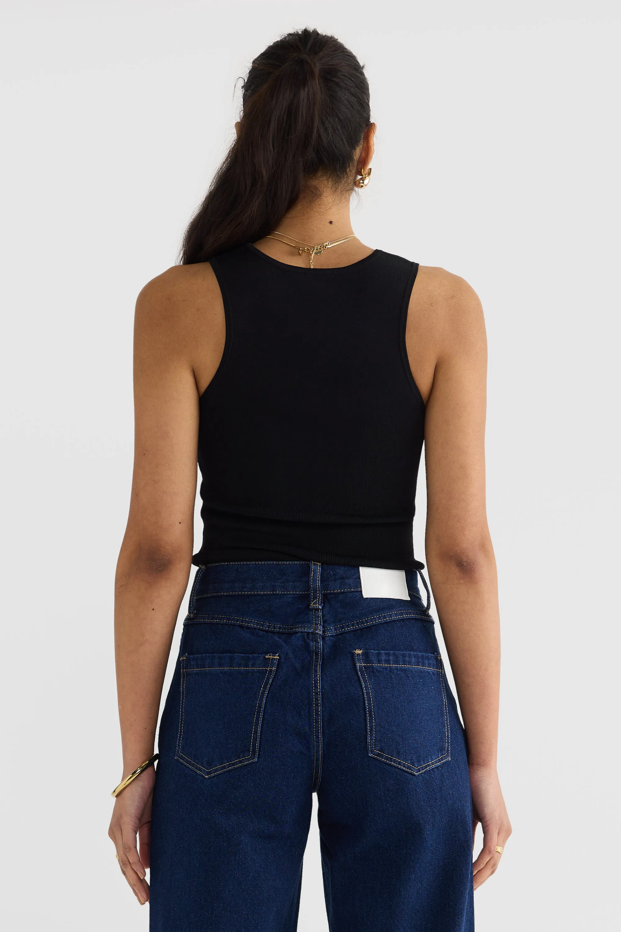 Hadley Racer Back Knit Top Black