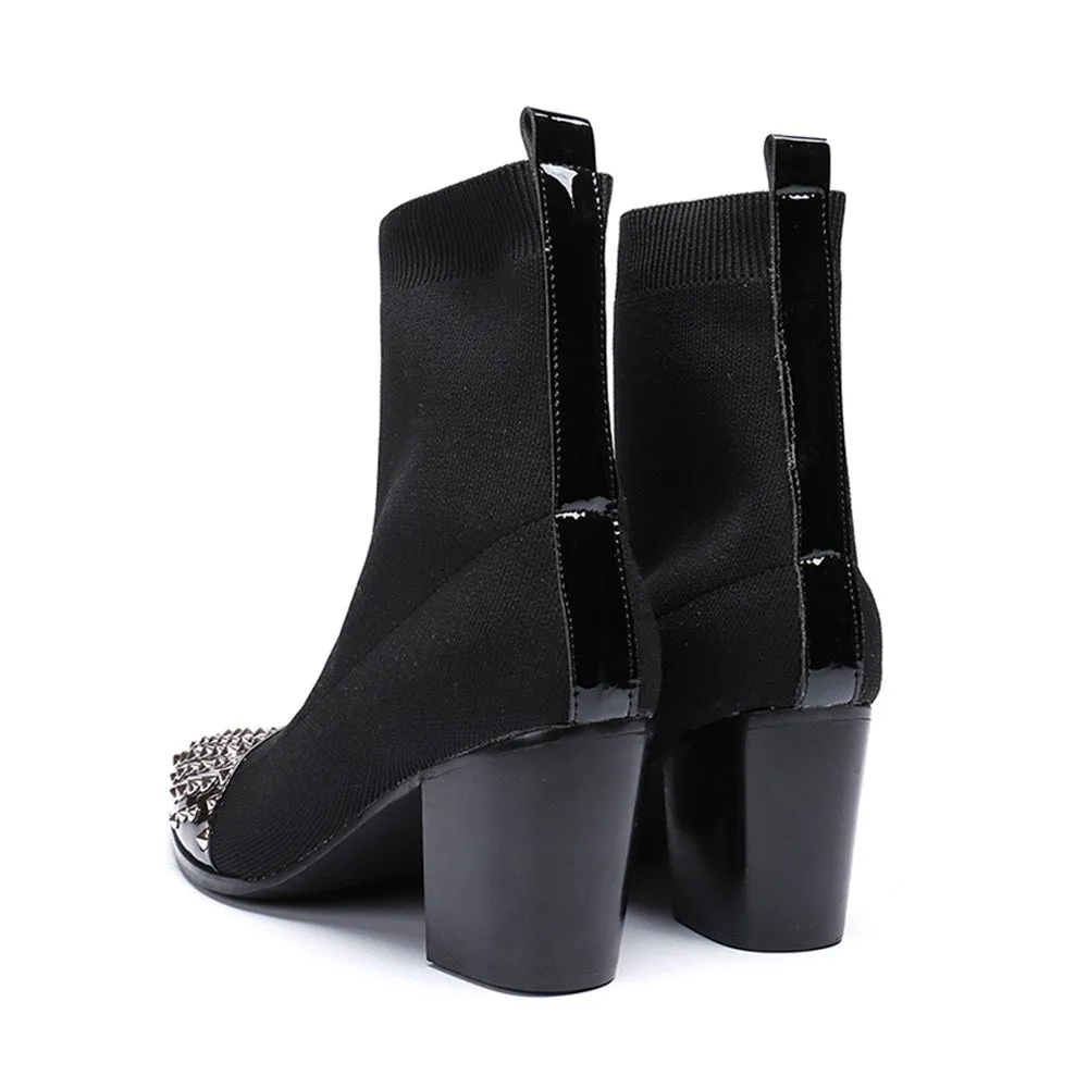 High Top Captoe Men Boots with Decoration