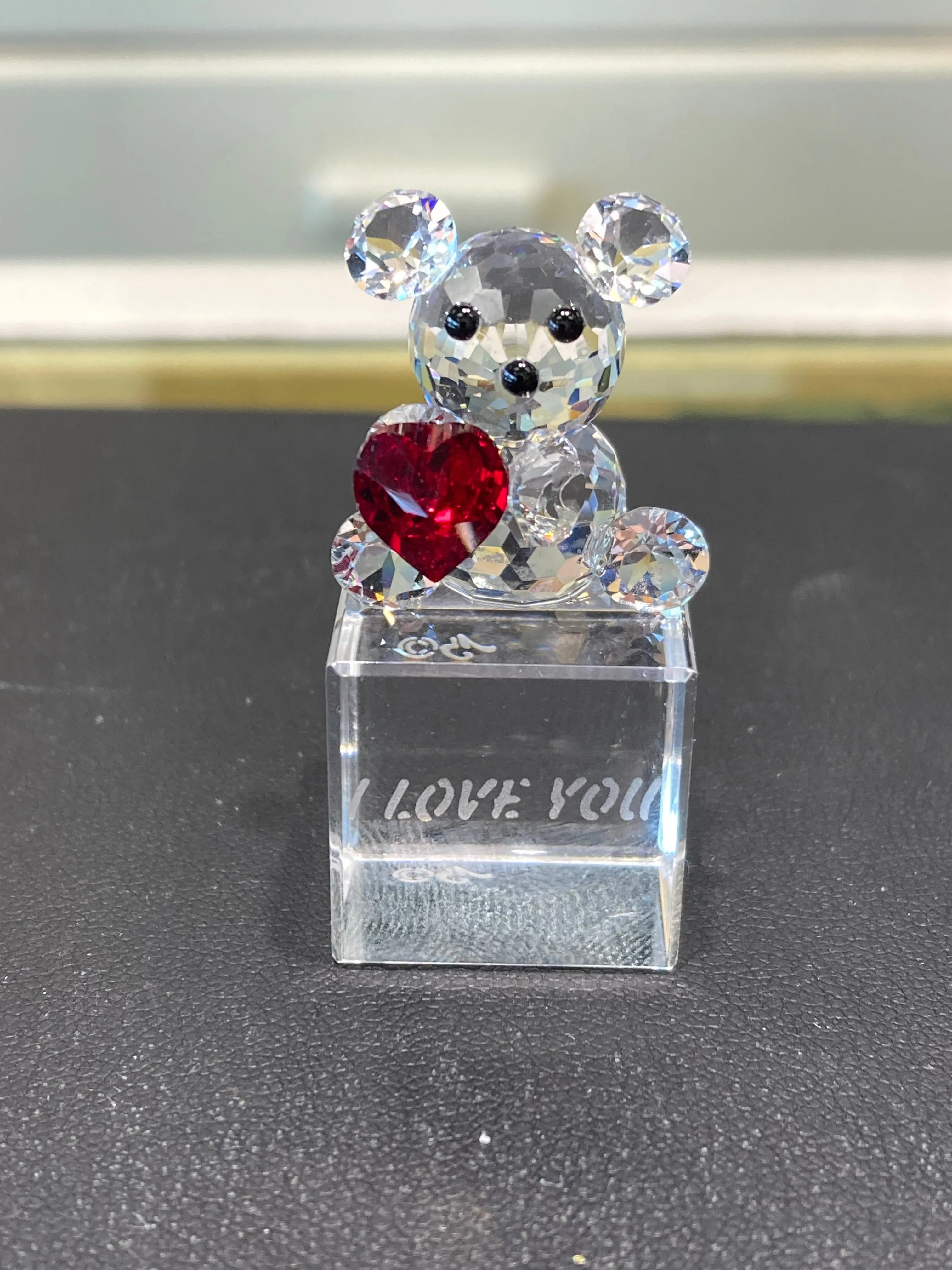 I Love You Teddy Bear Crystal Figurine