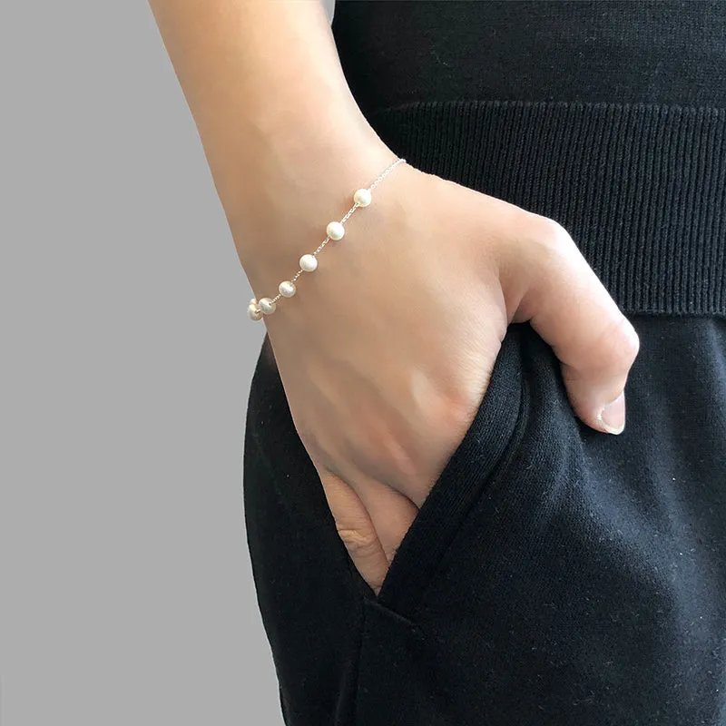 Mini Pearl Sterling Silver Bracelet