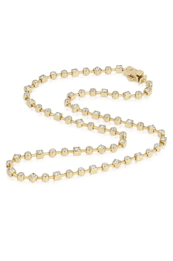 Modern Diamond Tennis Necklace