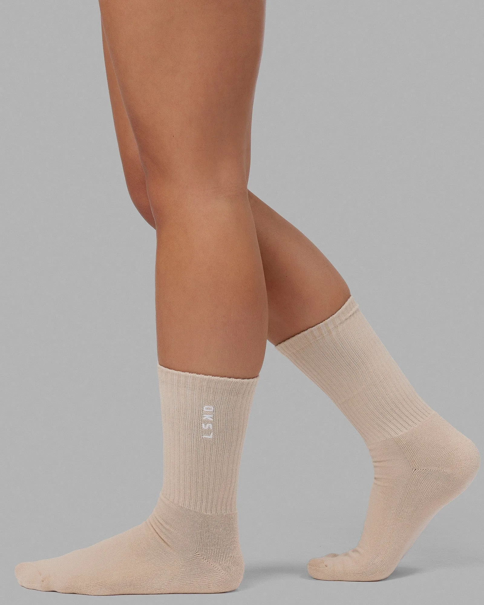 Signal 3 Pack Crew Socks - White-Shale Beige