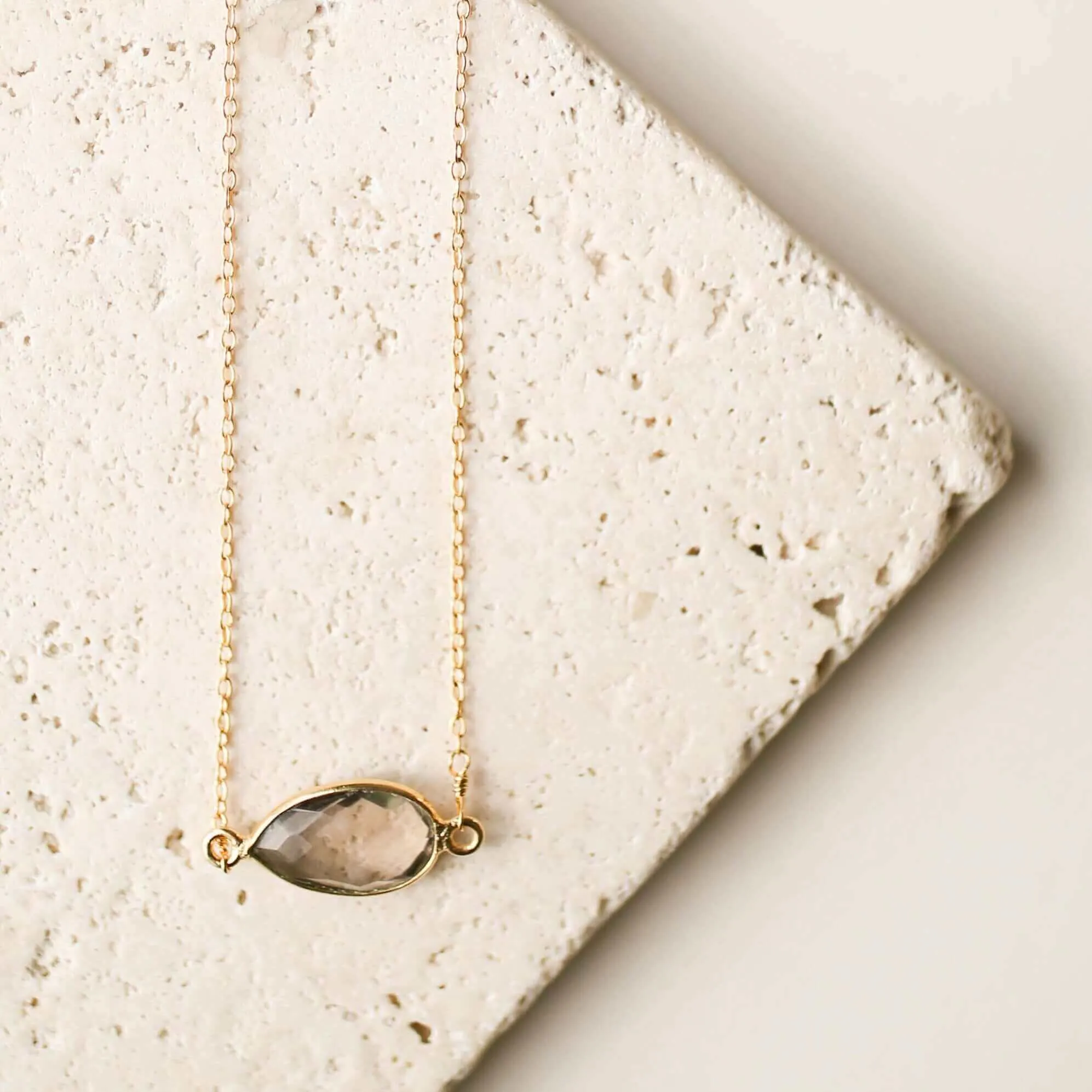 Smoky Quartz Gold Minimalist Necklace