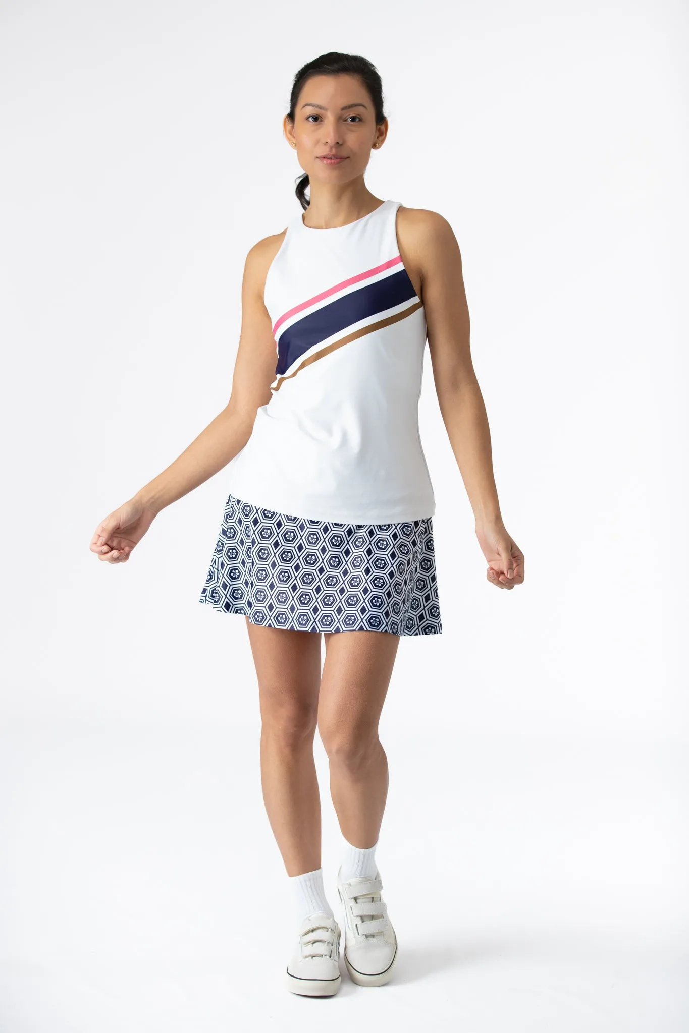 The Avalon Tank - Navy w/ 70s Stripe